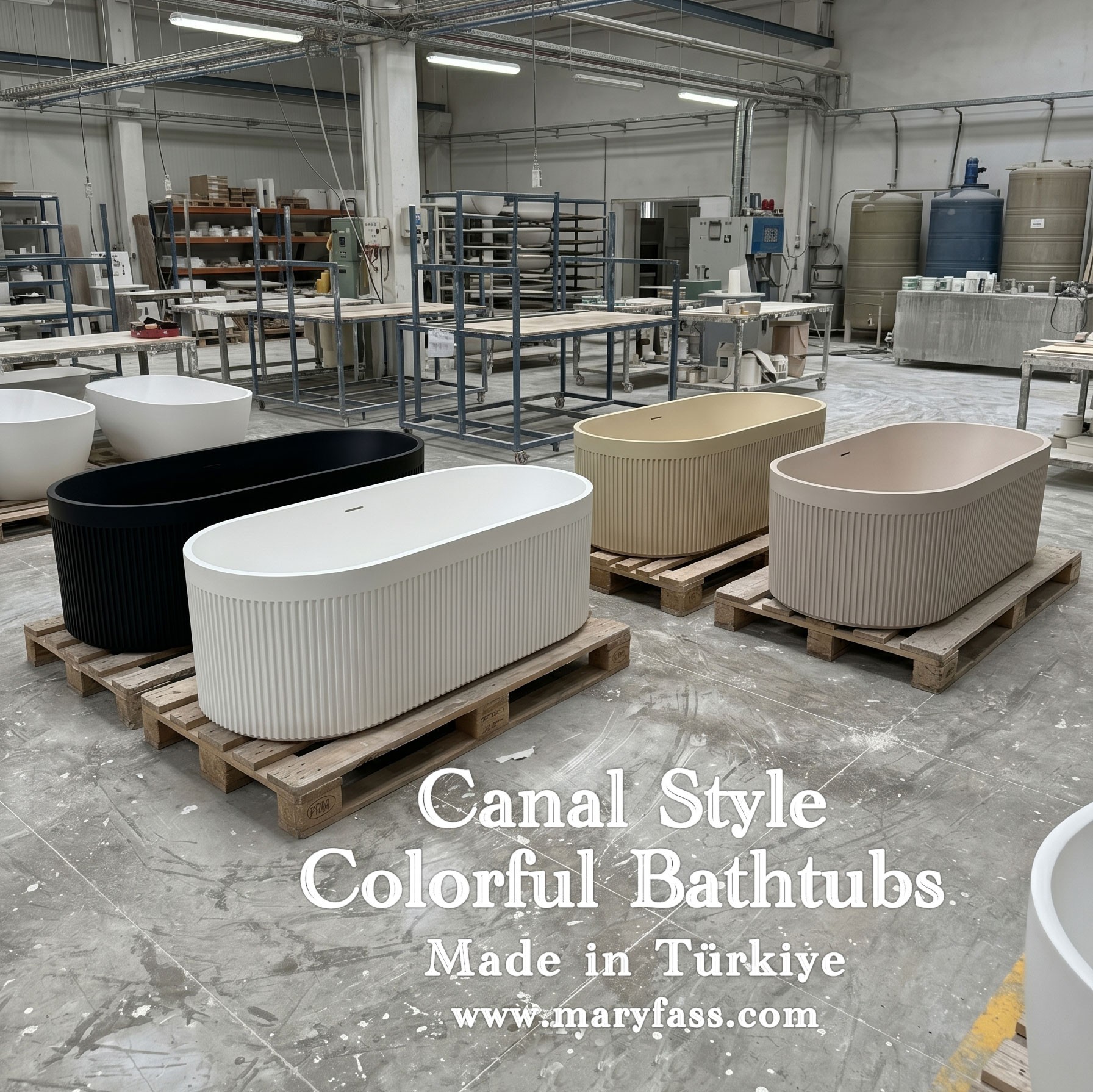 Canal Style Bathroom Set, Architectural Elegance in Solid Surface Made in Turkey