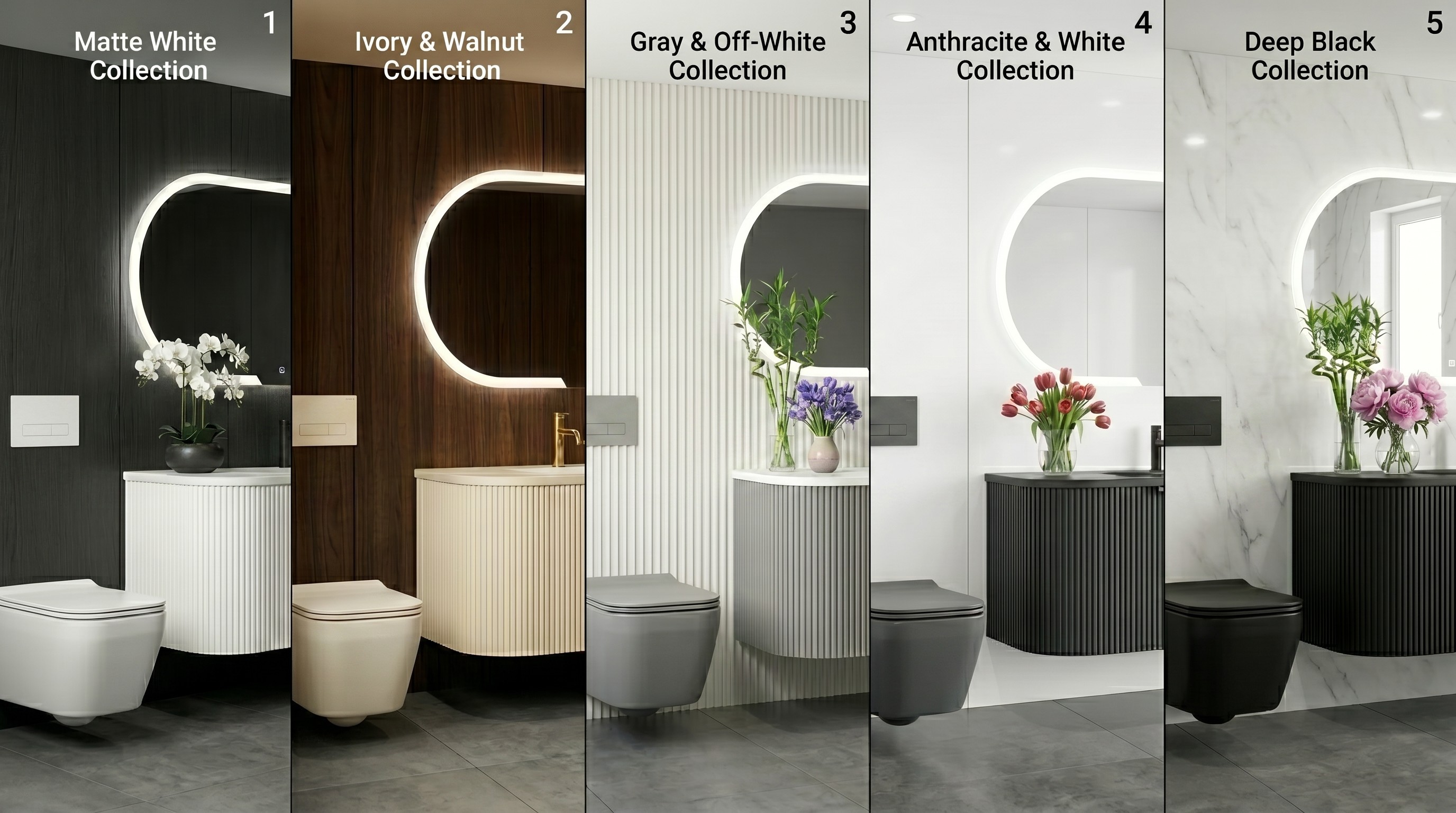 Canal Style Bathroom Set, Architectural Elegance in Solid Surface Made in Turkey