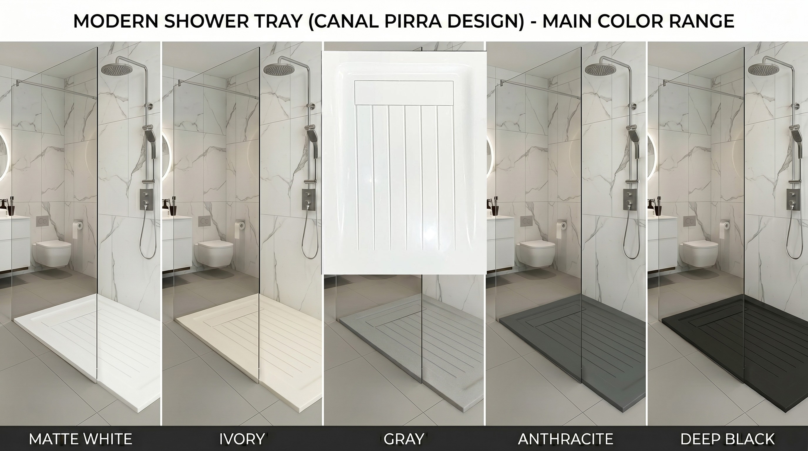Canal Style Bathroom Set, Architectural Elegance in Solid Surface Made in Turkey