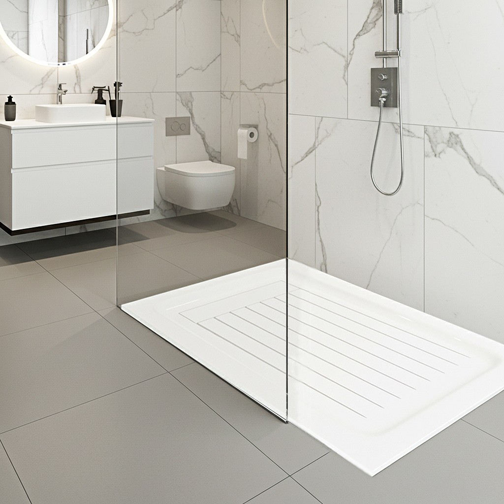 Canal Style Bathroom Set, Architectural Elegance in Solid Surface Made in Turkey