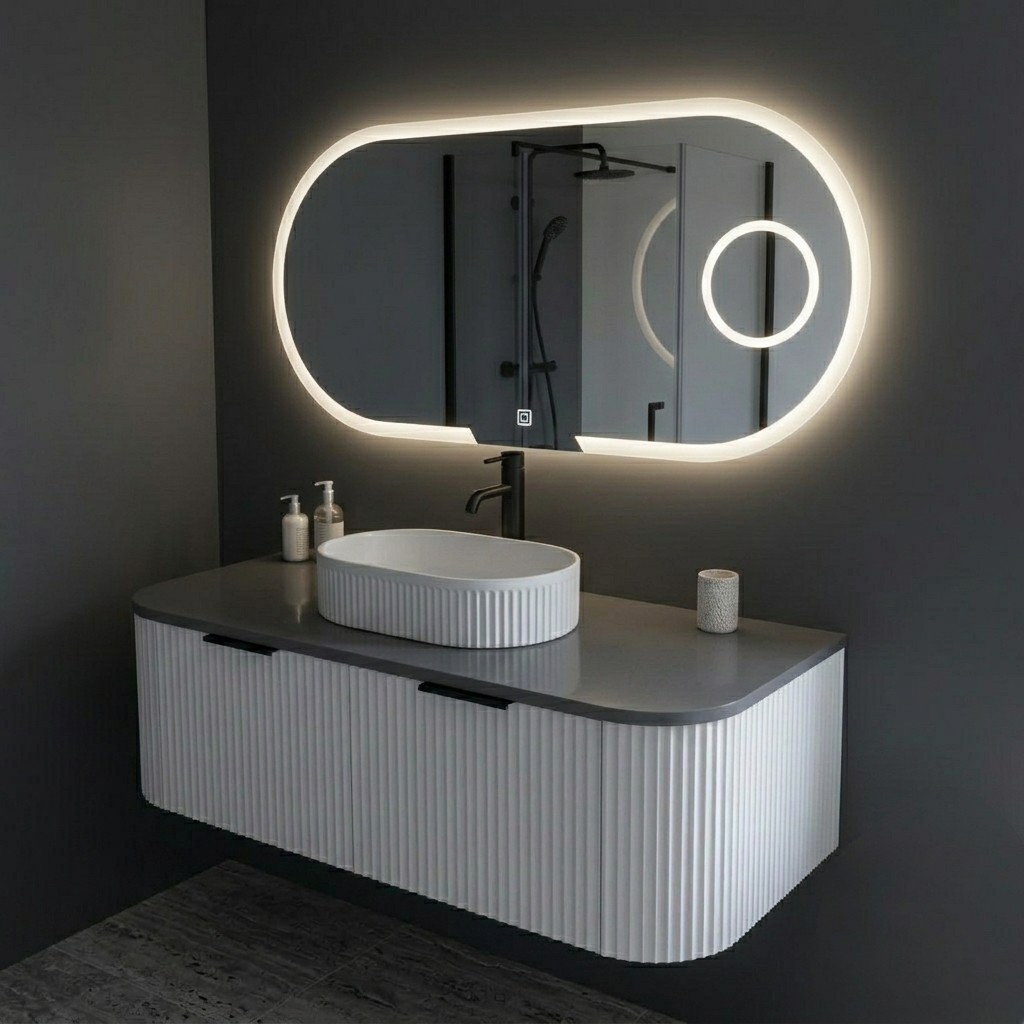 Canal Style Bathroom Set, Architectural Elegance in Solid Surface Made in Turkey
