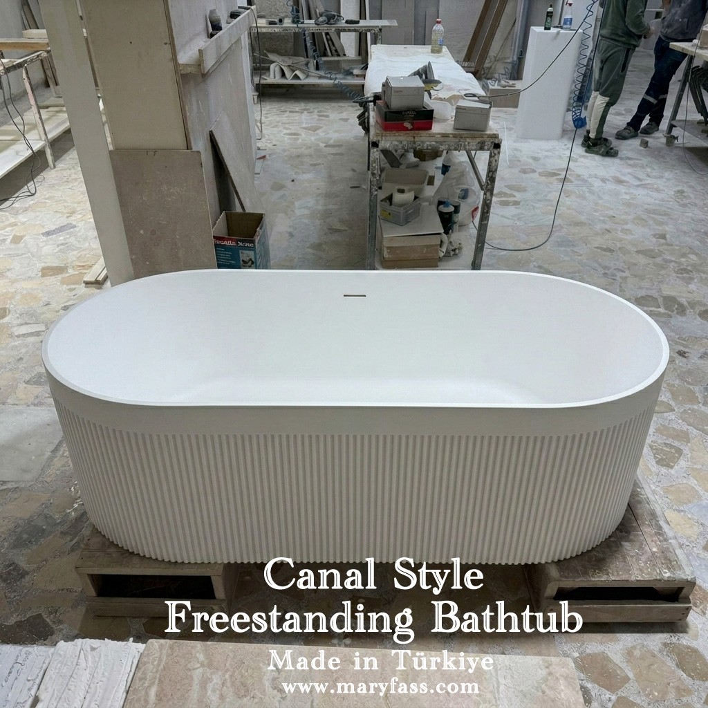 Canal Style Solid Surface Freestanding Bathtub Made in Turkey