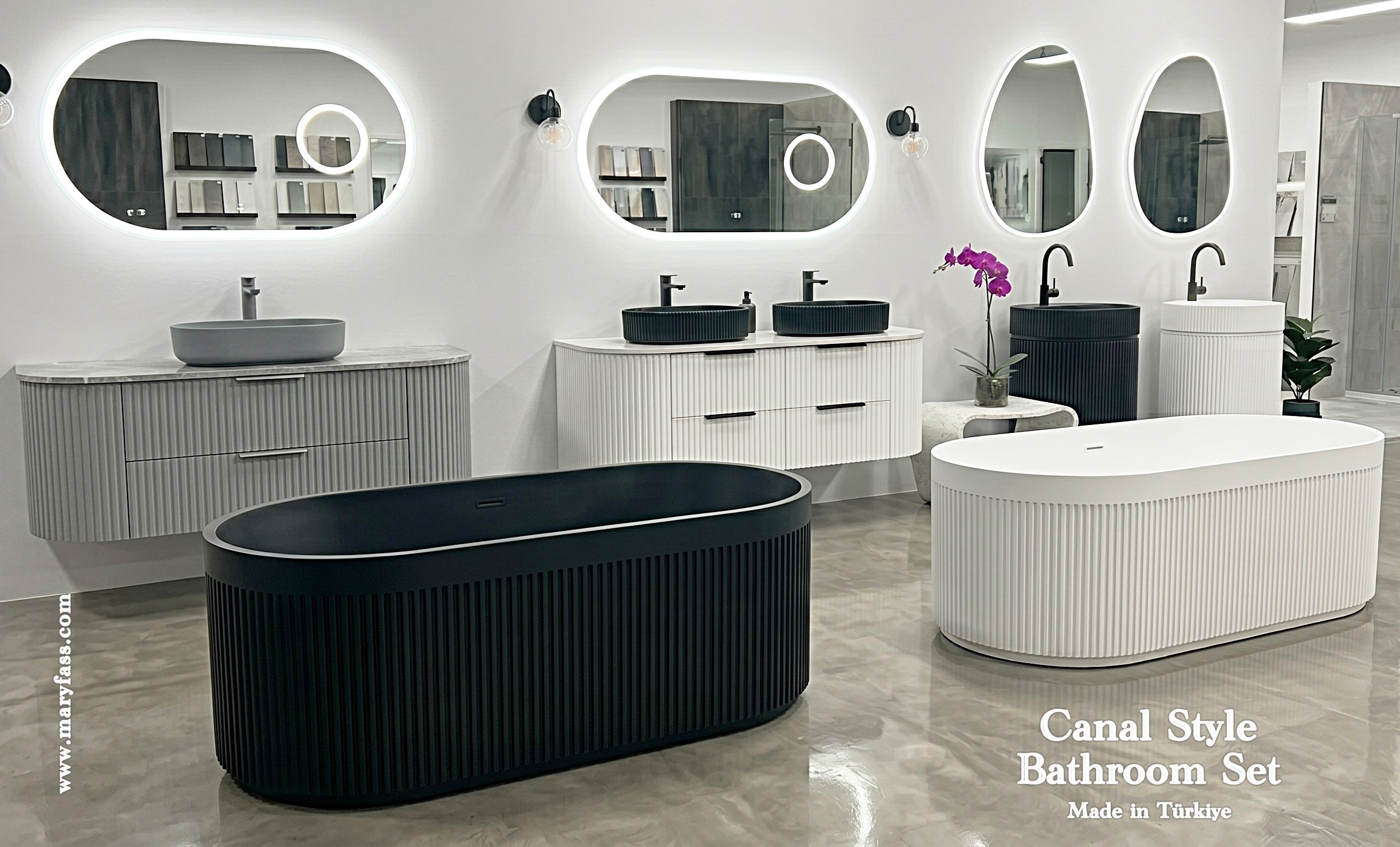 Canal Style Solid Surface Freestanding Bathtub Made in Turkey