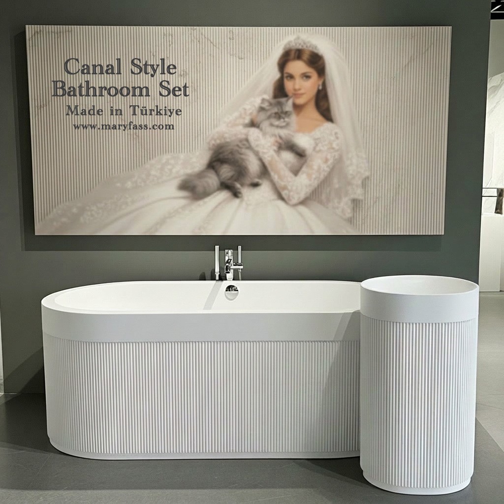 Canal Style Solid Surface Freestanding Bathtub Made in Turkey