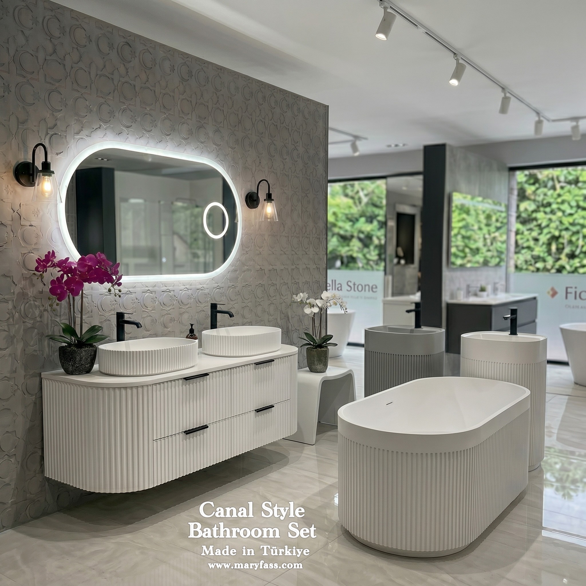 Canal Style Solid Surface Freestanding Bathtub Made in Turkey
