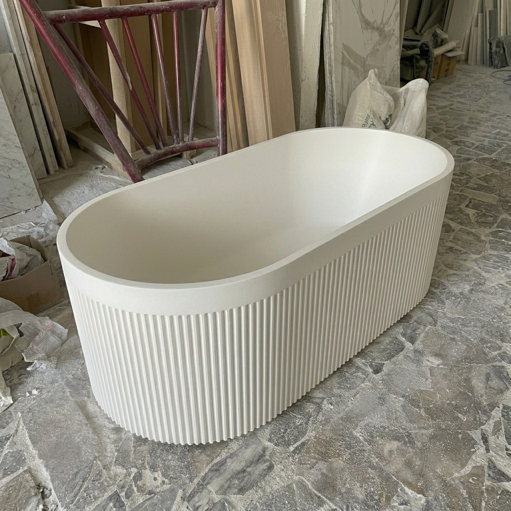 Canal Style Solid Surface Freestanding Bathtub Made in Turkey