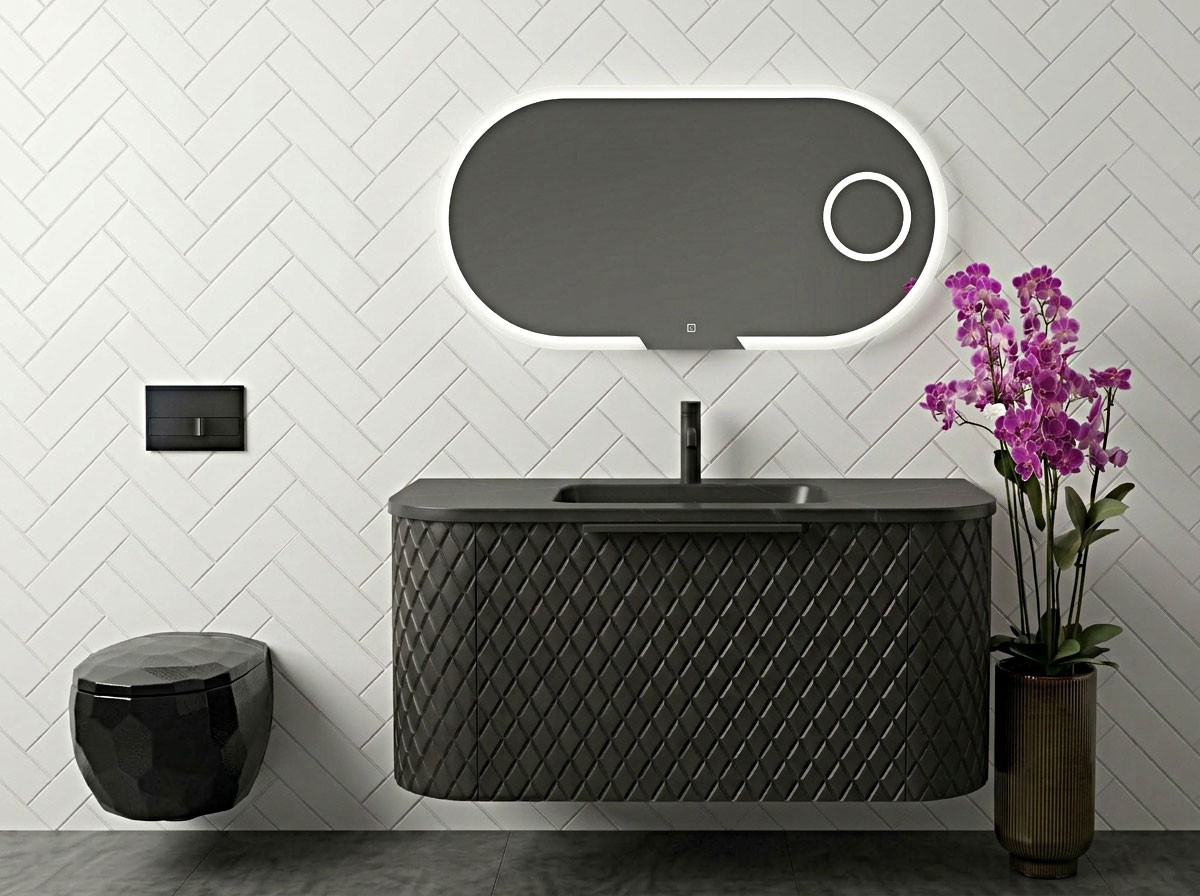 Diamond Style Bathroom Set, Architectural Elegance in Solid Surface Made in Turkey