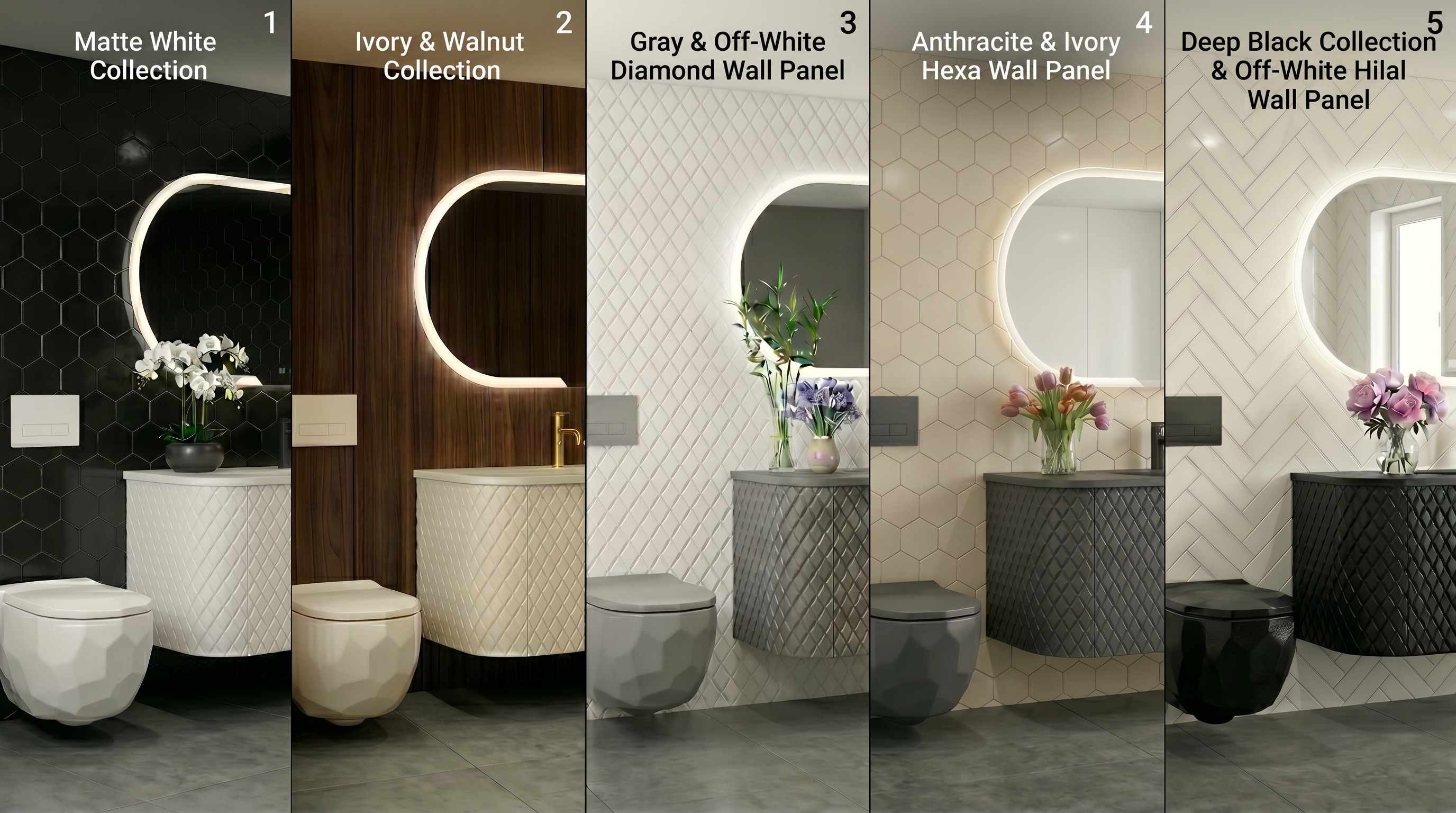 Diamond Style Bathroom Set, Architectural Elegance in Solid Surface Made in Turkey