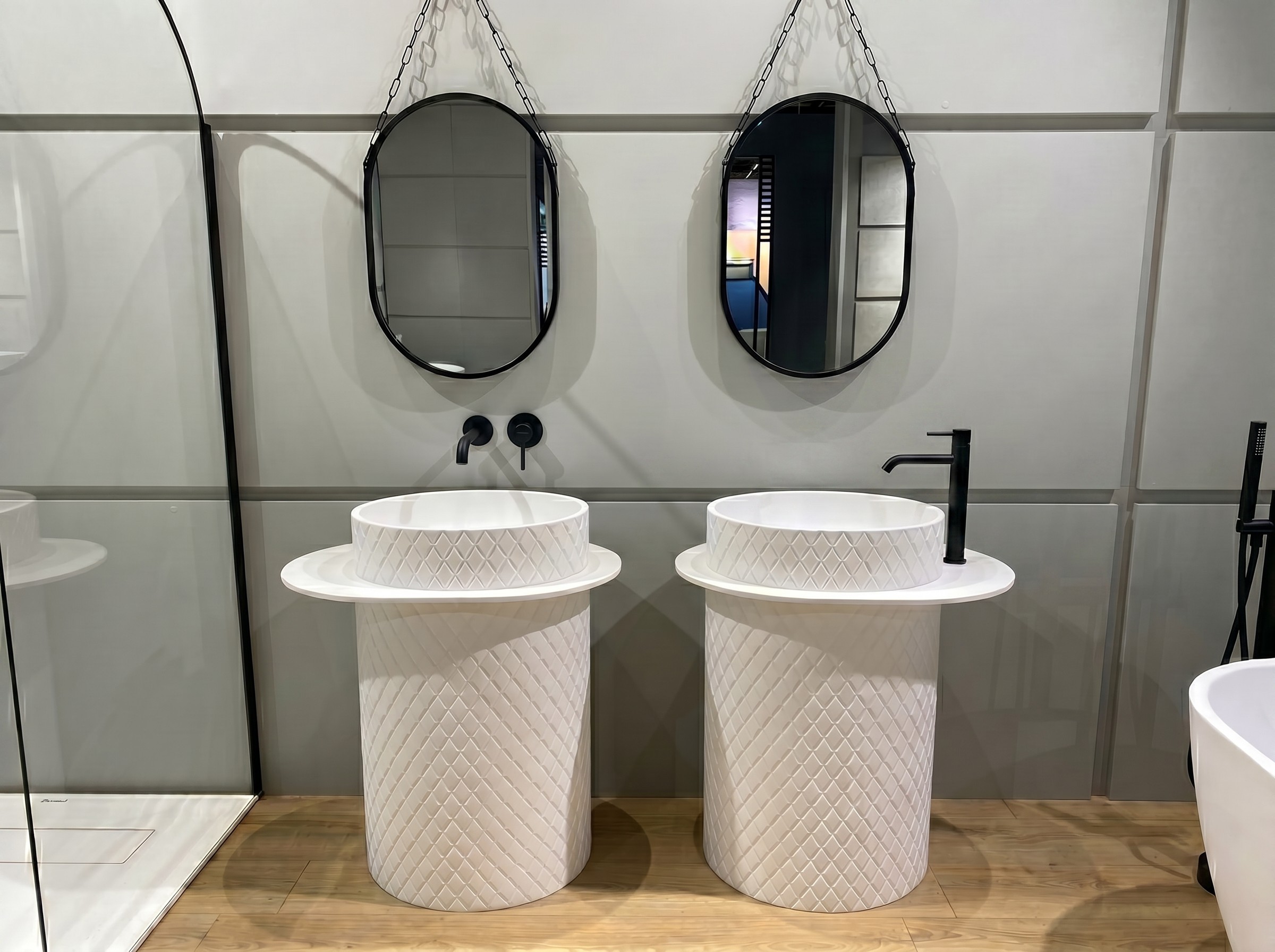 Diamond Style Bathroom Set, Architectural Elegance in Solid Surface Made in Turkey