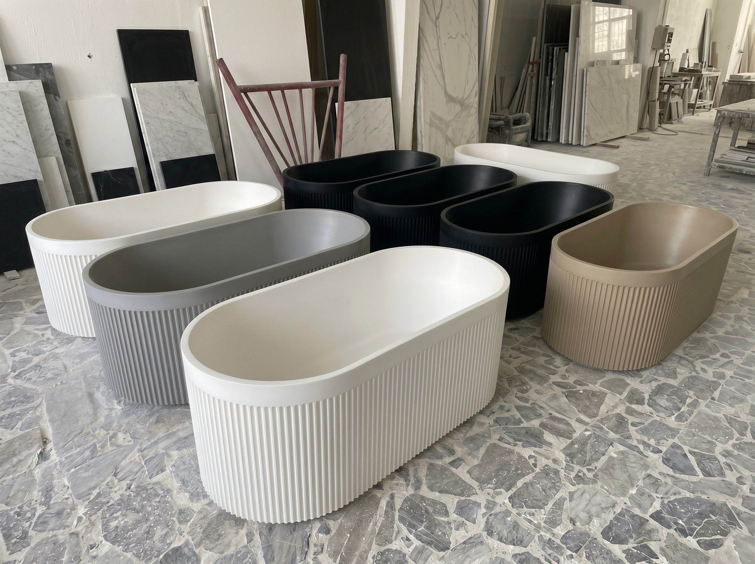 Canal Style Solid Surface Freestanding Bathtub made in Turkey