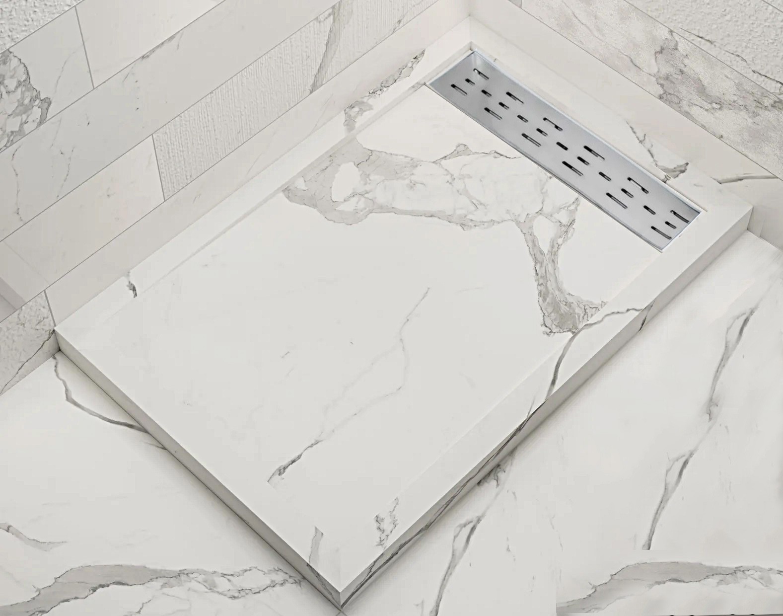 calacatta solid surface shower pan made in turkey