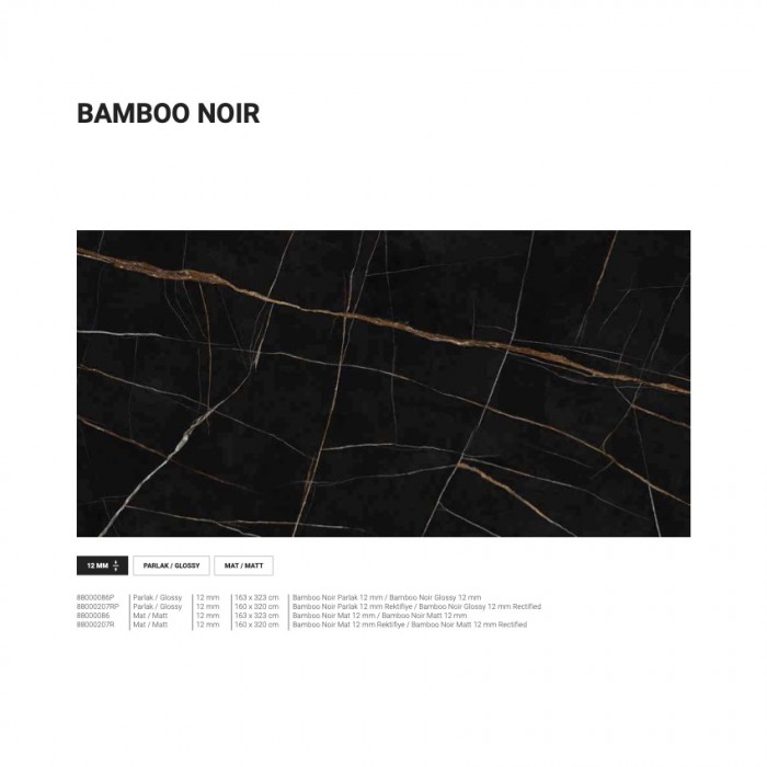 Bamboo Noir Porselen Levha