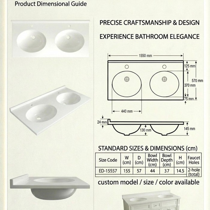 ED-15557 Kültür Mermeri Banyo Lavabosu ve Tezgahı