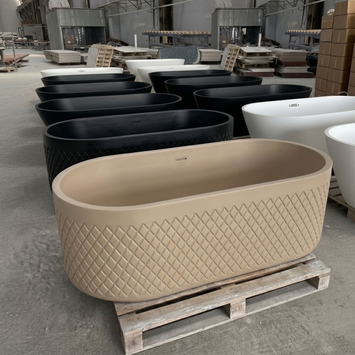 Crystal Diamond Solid Surface Freestanding Bathtub