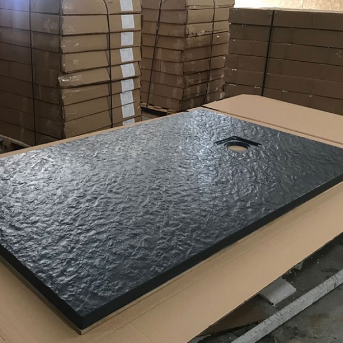 Black Stone Resin Gelcoat Surface Shower Tray