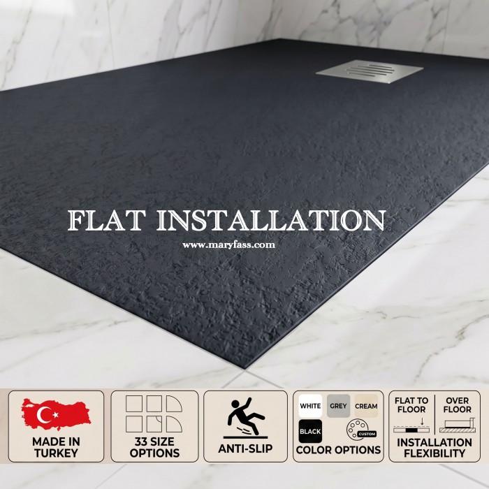 Black Stone Resin Shower Tray